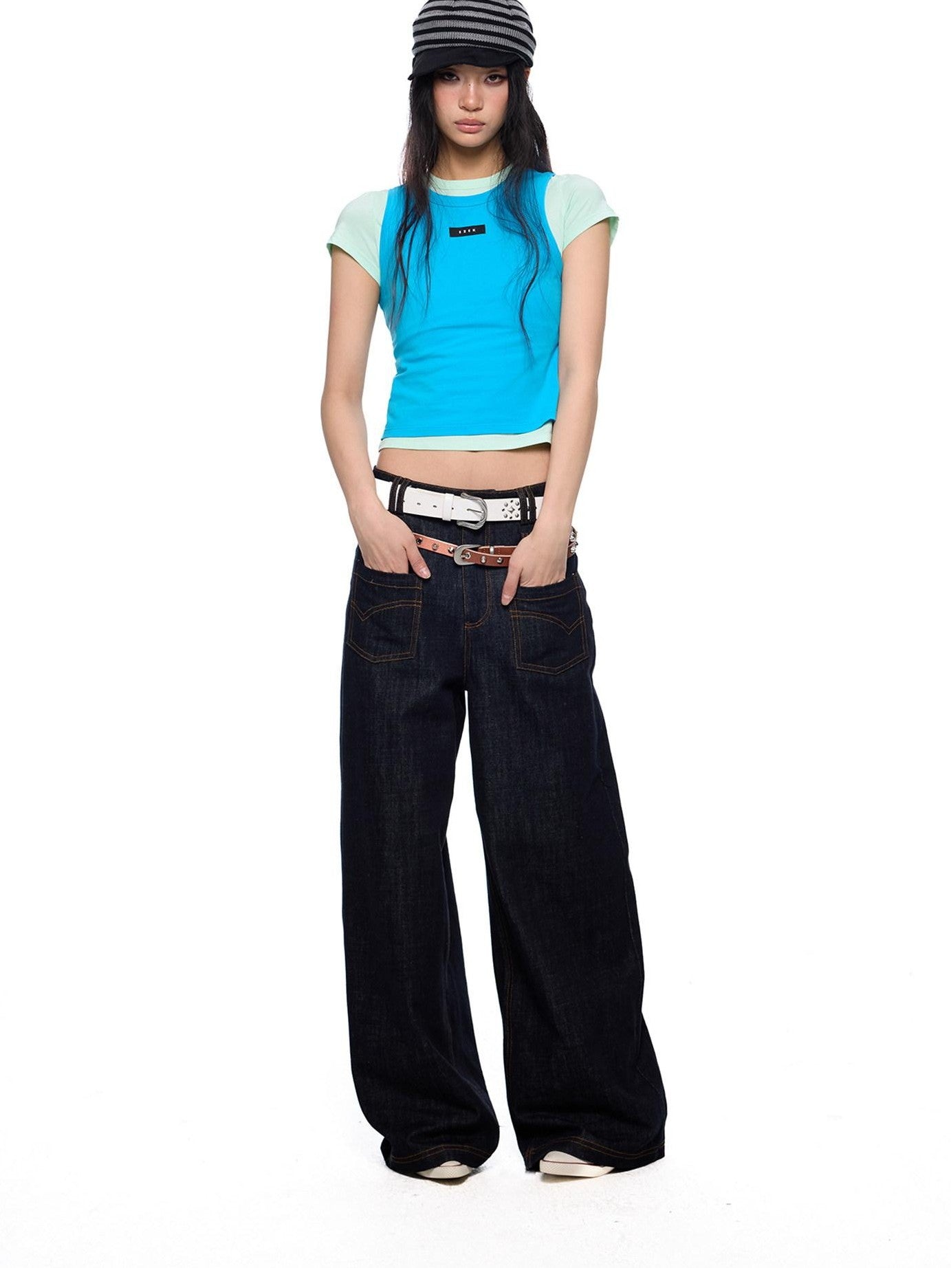EZEK Dopamine Two Piece Print Slim Fit Short Sleeve Women's Cotton Crop Tops