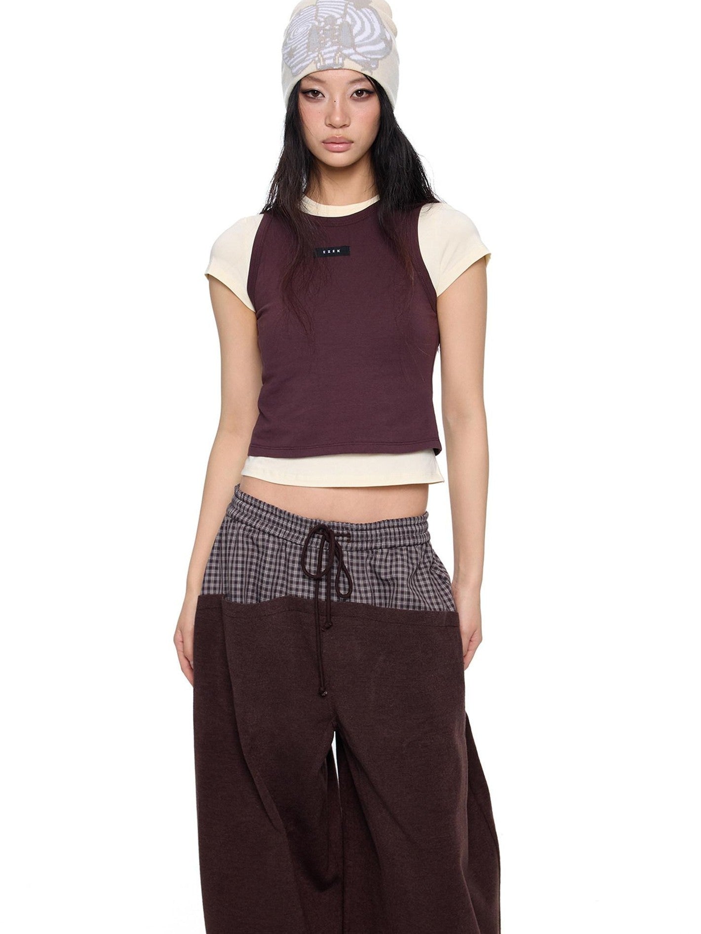 EZEK Dopamine Two Piece Print Slim Fit Short Sleeve Women's Cotton Crop Tops