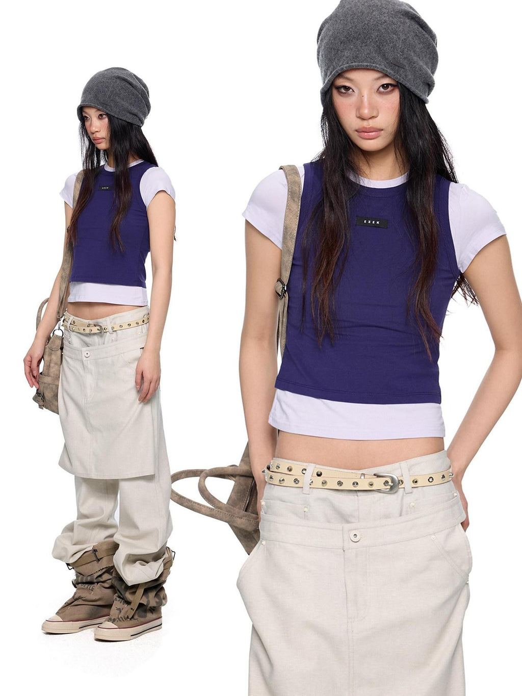 EZEK Dopamine Two Piece Print Slim Fit Short Sleeve Women's Cotton Crop Tops