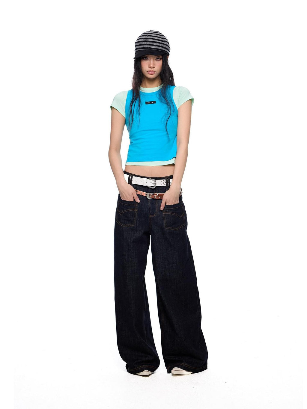 EZEK Dopamine Two Piece Print Slim Fit Short Sleeve Women's Cotton Crop Tops
