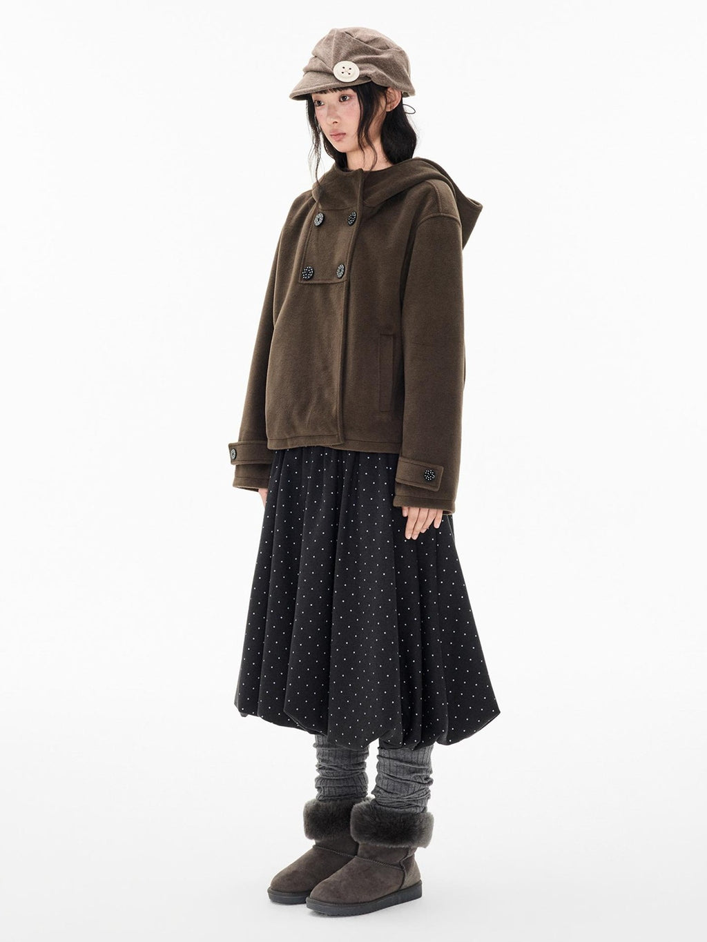 EZEK Double Breasted Hooded Solid Women's Polyester Cropped Jackets