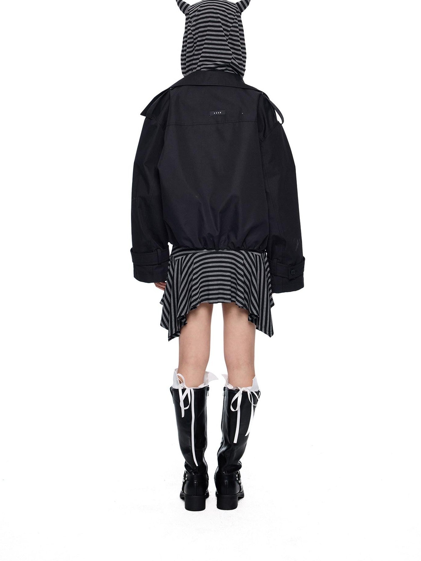 EZEK Double Breasted Stand Collar Pocket Loose Women's Cotton Blend Trench Coats
