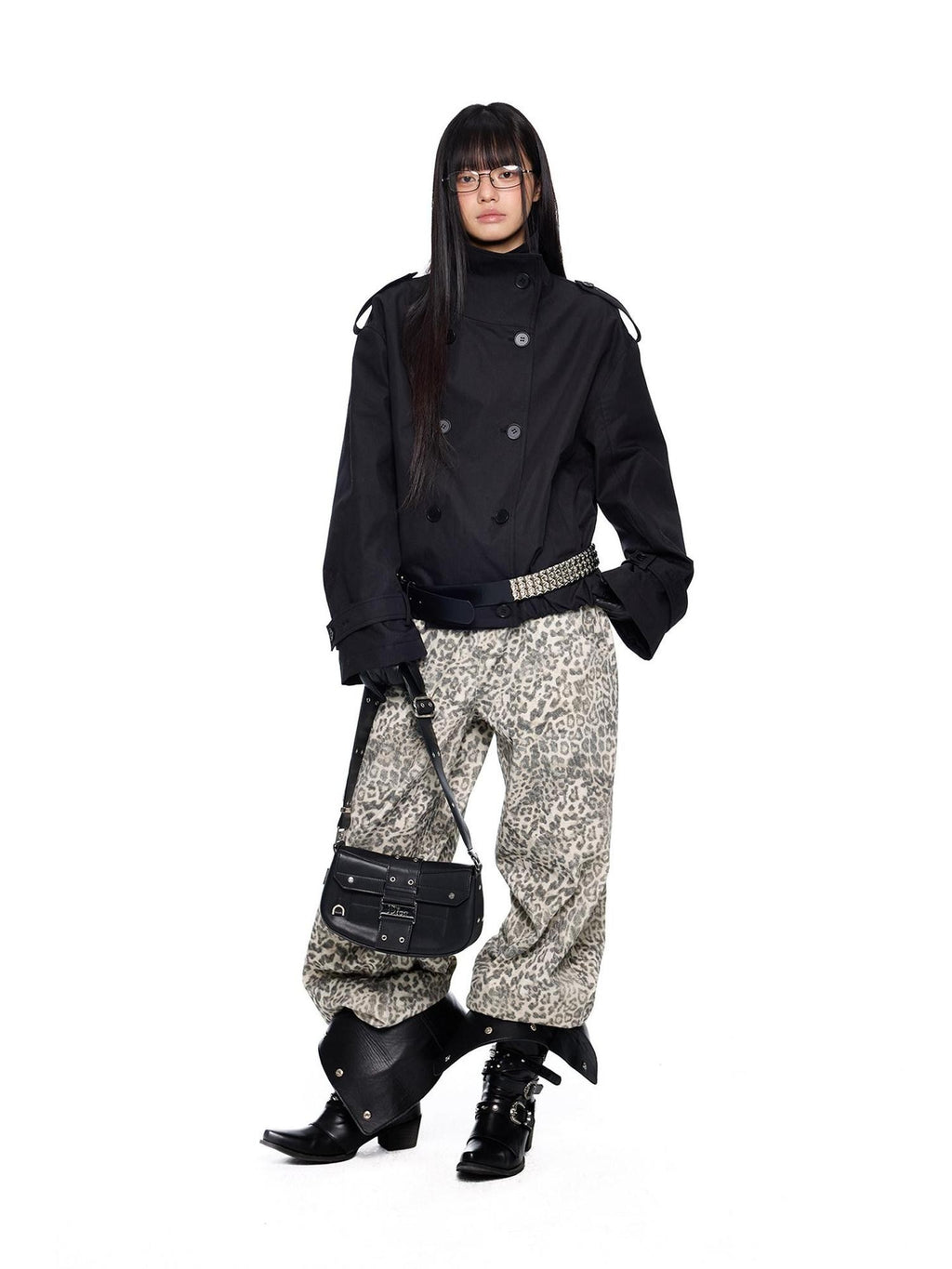 EZEK Double Breasted Stand Collar Pocket Loose Women's Cotton Blend Trench Coats