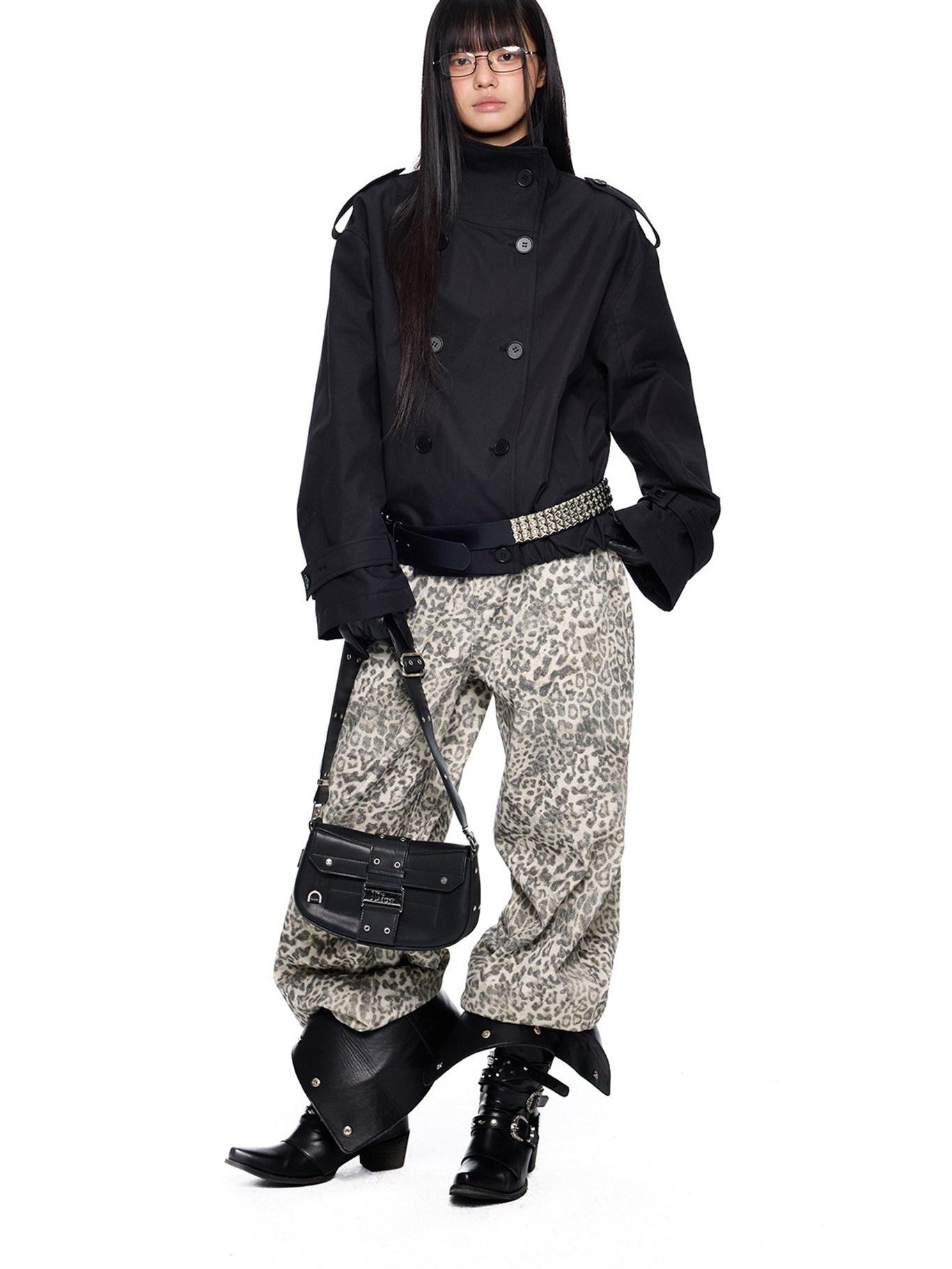 EZEK Double Breasted Stand Collar Pocket Loose Women's Cotton Blend Trench Coats