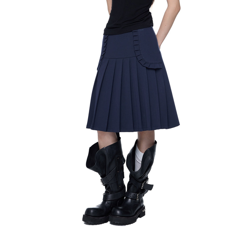 EZEK_Draped_Navy_Pleated_A_Line_High_Waist_Women's_Polyester_Blend_Midi_Skirts_960645667270_MISSTT