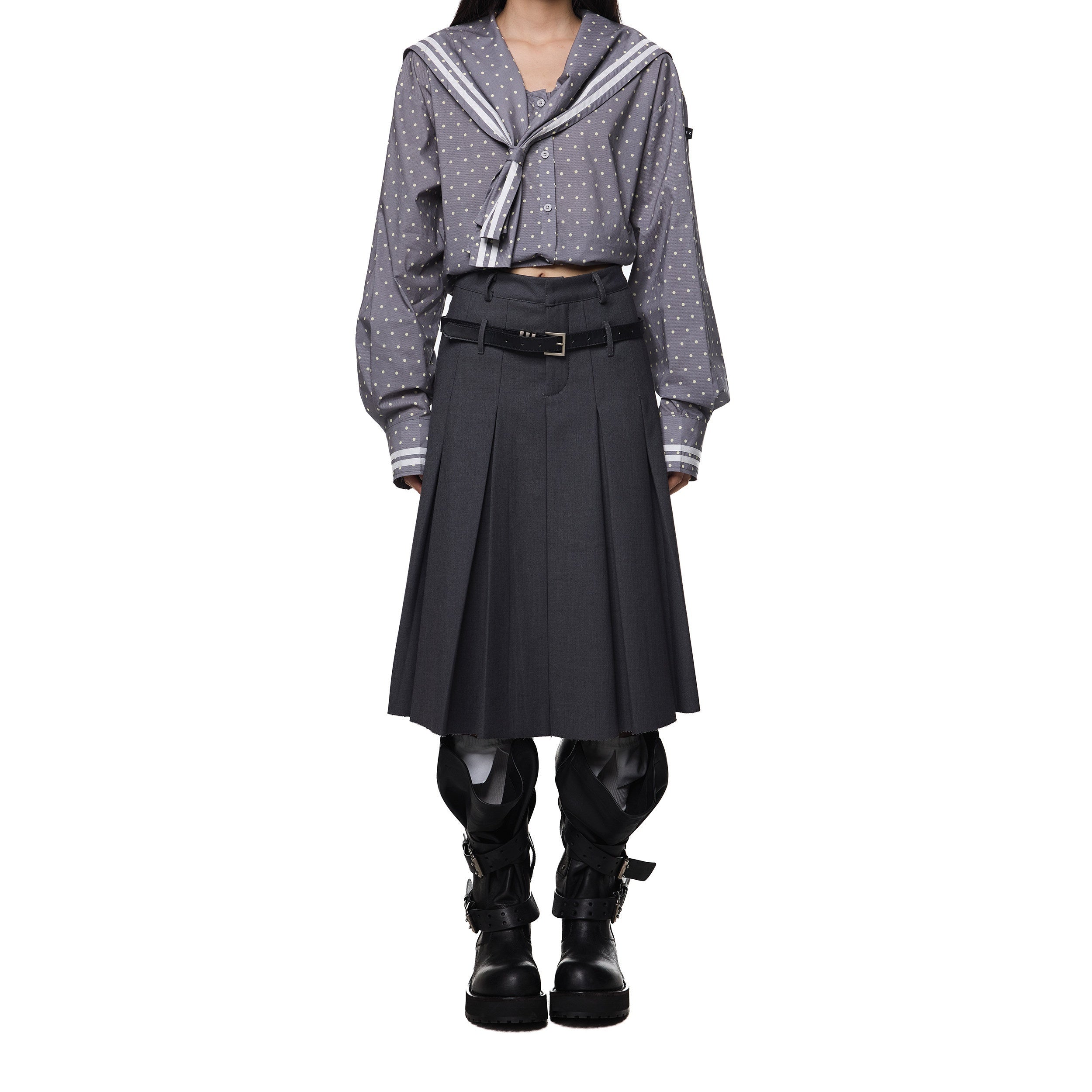 EZEK_Drapey_Deep_Gray_Pleated_High_Waist_A_Line_Women's_Polyester_Midi_Skirts_940565162058_MISSTT