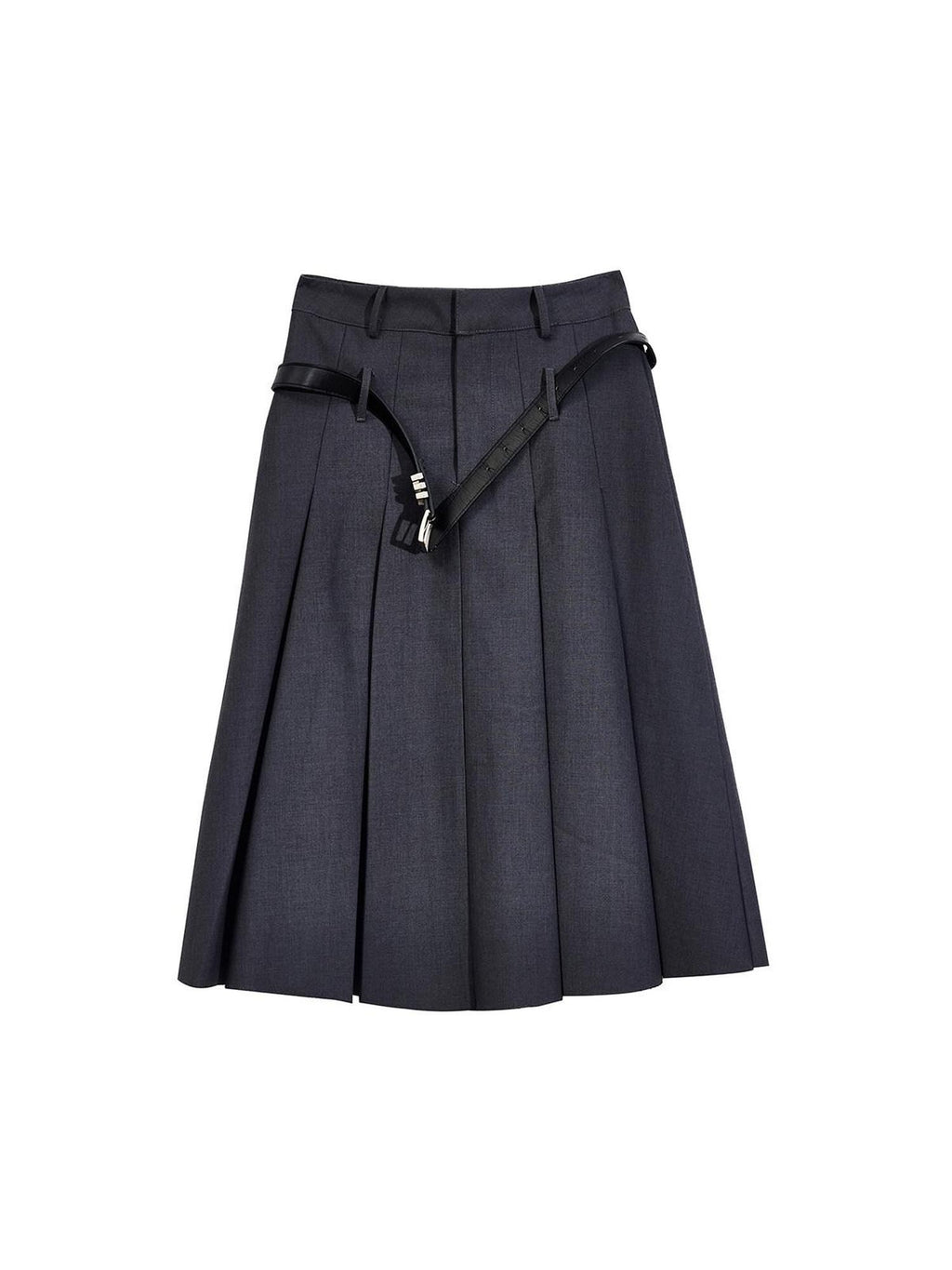 EZEK Drapey Deep Gray Pleated High Waist A Line Women's Polyester Midi Skirts