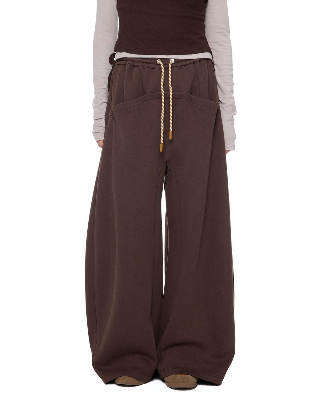 EZEK Drapey Pocket Drawstring Retro Straight Women's Cotton Blend Wide-leg Pants