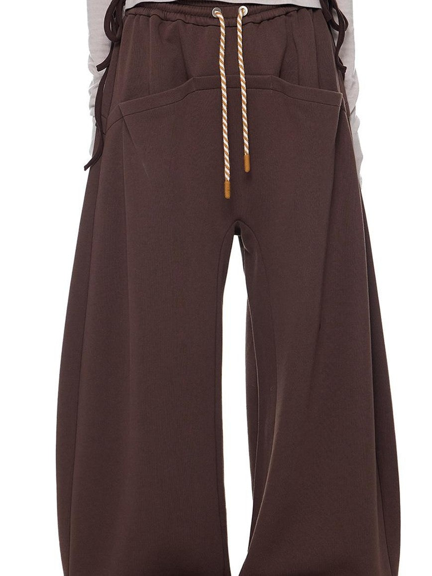 EZEK Drapey Pocket Drawstring Retro Straight Women's Cotton Blend Wide-leg Pants