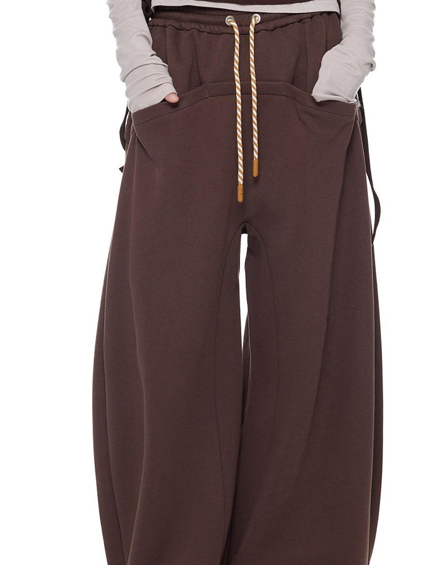 EZEK Drapey Pocket Drawstring Retro Straight Women's Cotton Blend Wide-leg Pants