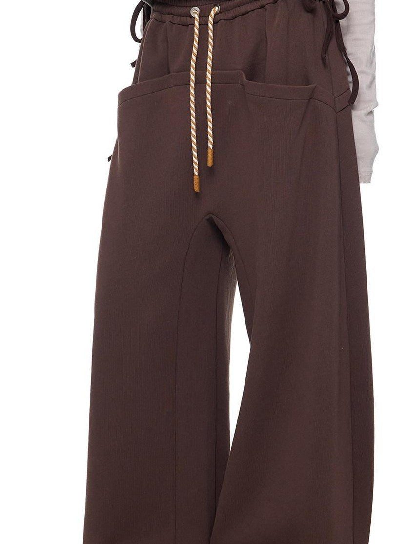 EZEK Drapey Pocket Drawstring Retro Straight Women's Cotton Blend Wide-leg Pants