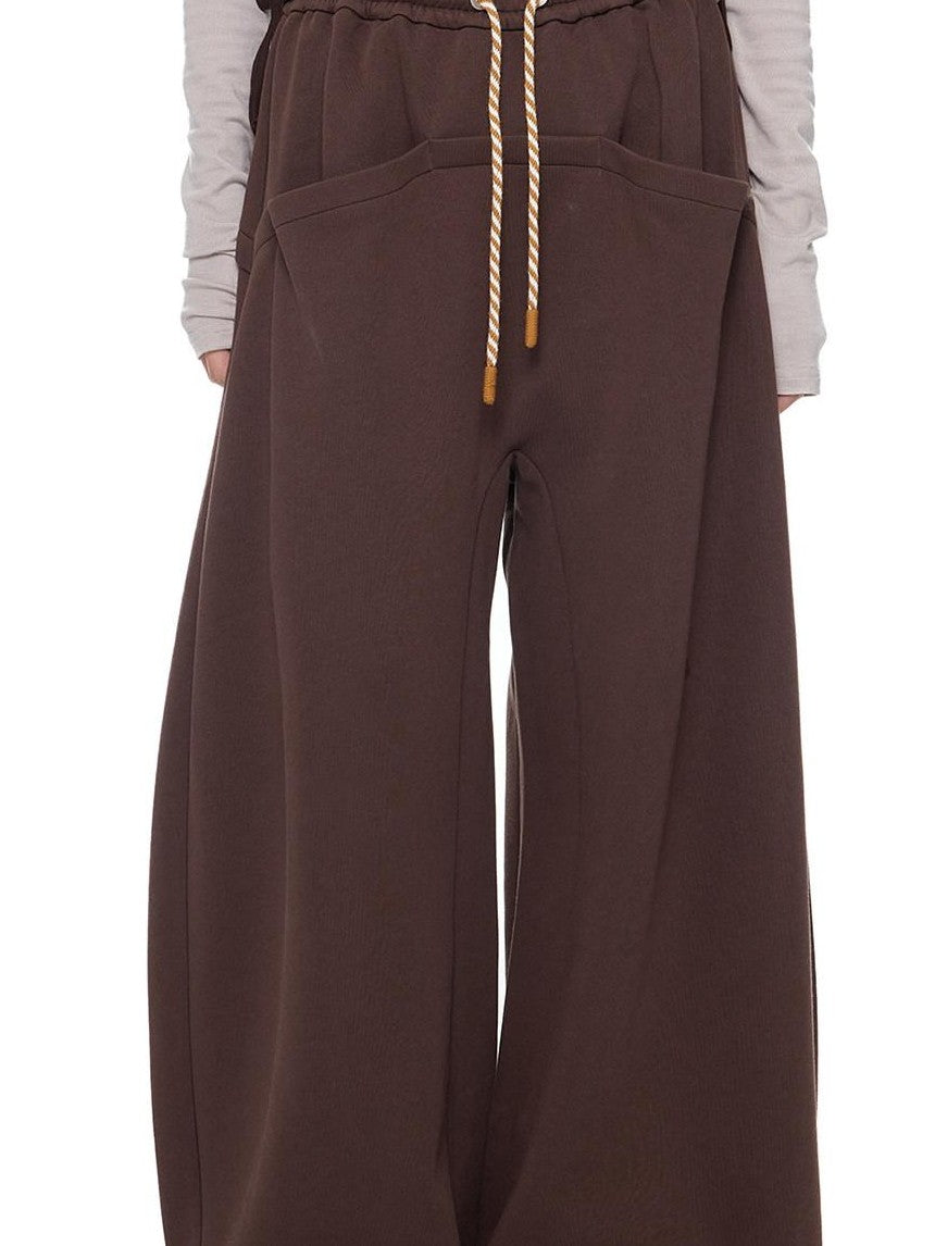 EZEK Drapey Pocket Drawstring Retro Straight Women's Cotton Blend Wide-leg Pants