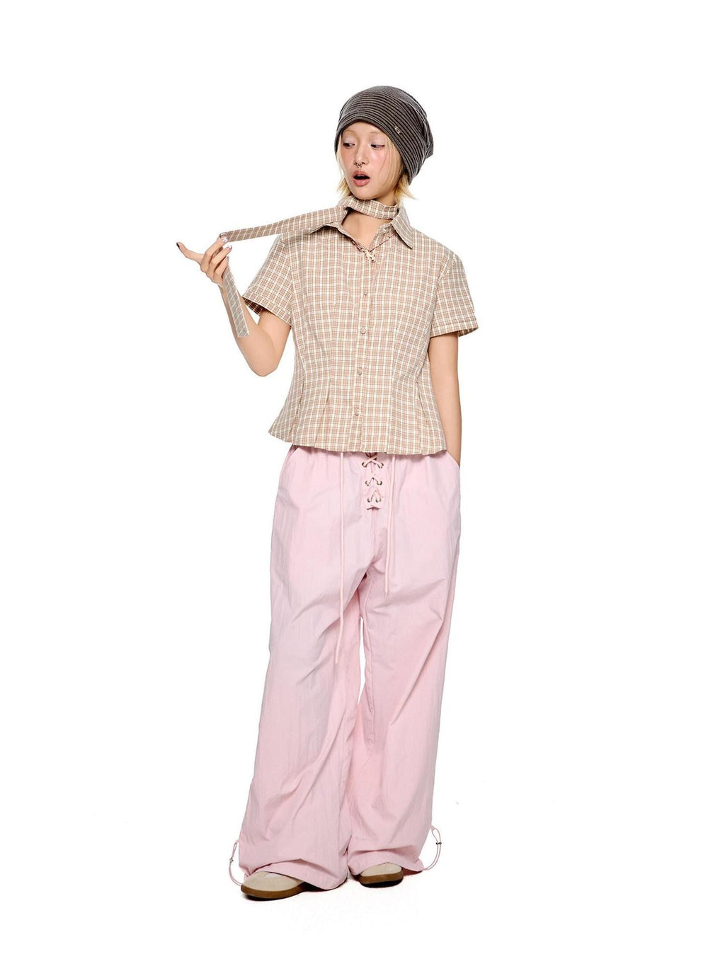 EZEK Drawstring Low Rise Textured Quick Dry Women's Nylon Wide-leg Pants