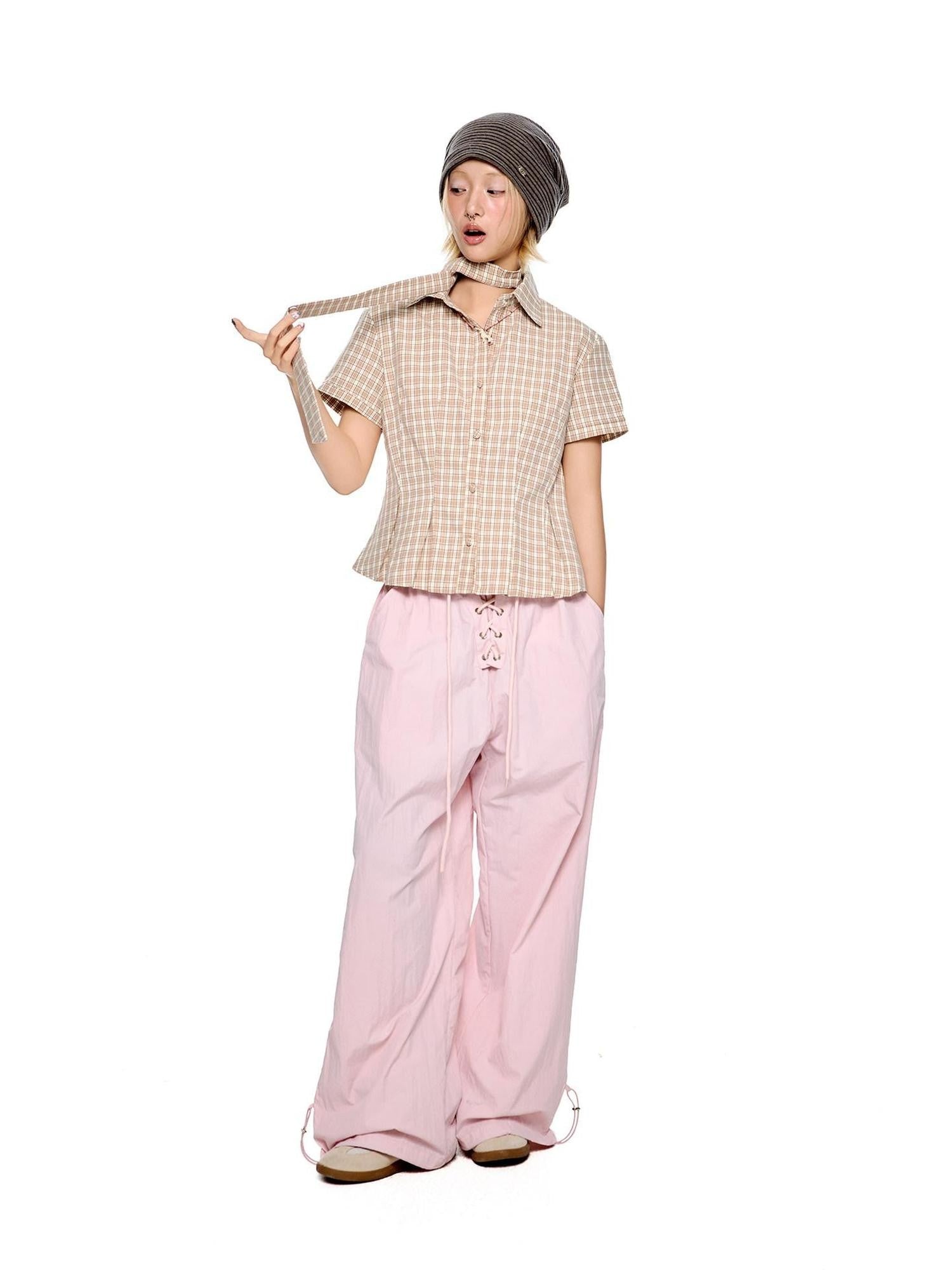 EZEK Drawstring Low Rise Textured Quick Dry Women's Nylon Wide-leg Pants
