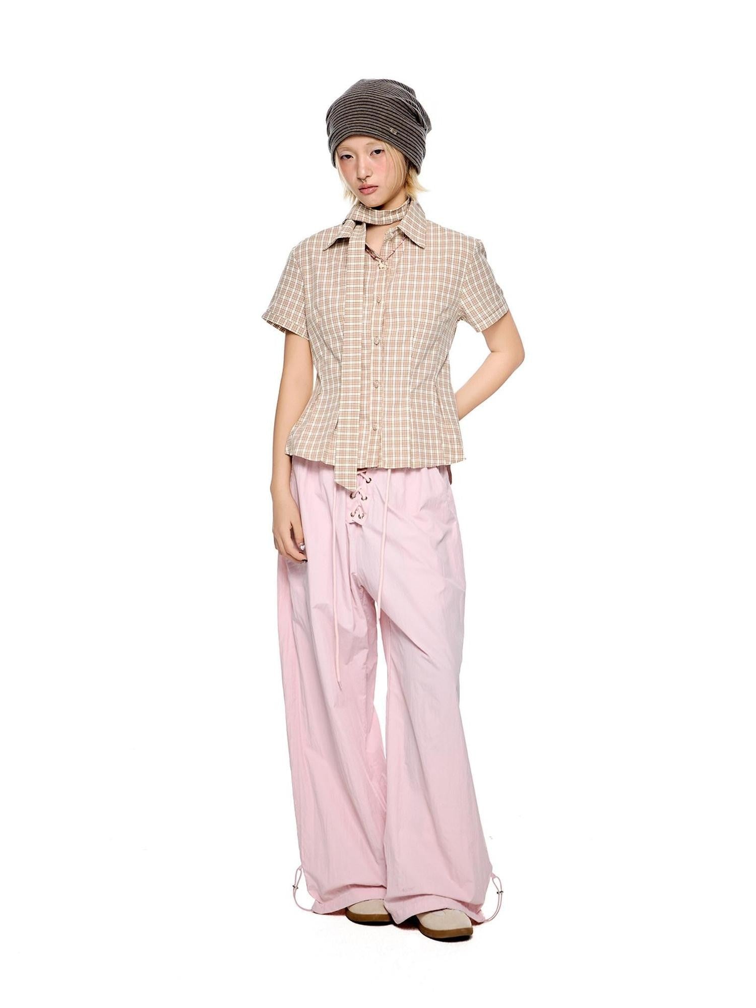 EZEK Drawstring Low Rise Textured Quick Dry Women's Nylon Wide-leg Pants