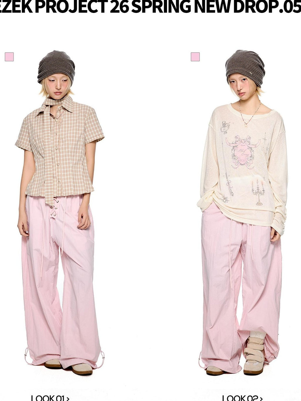 EZEK Drawstring Low Rise Textured Quick Dry Women's Nylon Wide-leg Pants