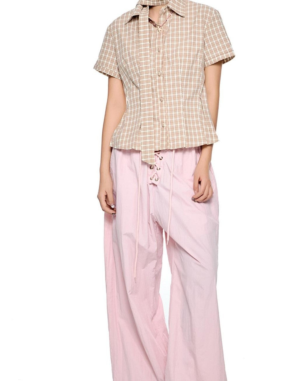 EZEK Drawstring Low Rise Textured Quick Dry Women's Nylon Wide-leg Pants