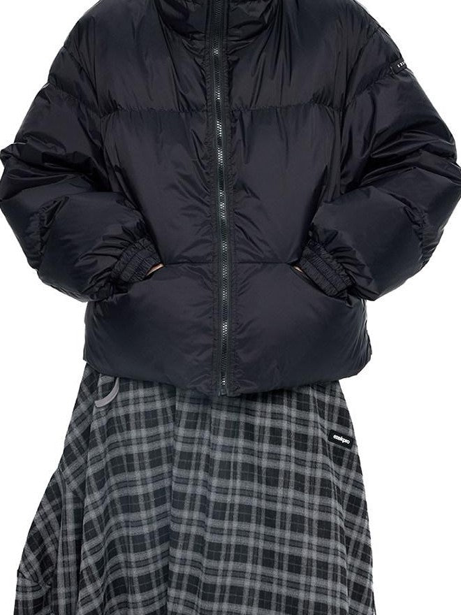 EZEK Ear Hood Straight Cropped Women's 90 Percent White Duck Down Jackets