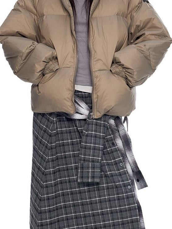 EZEK Ear Hood Straight Cropped Women's 90 Percent White Duck Down Jackets