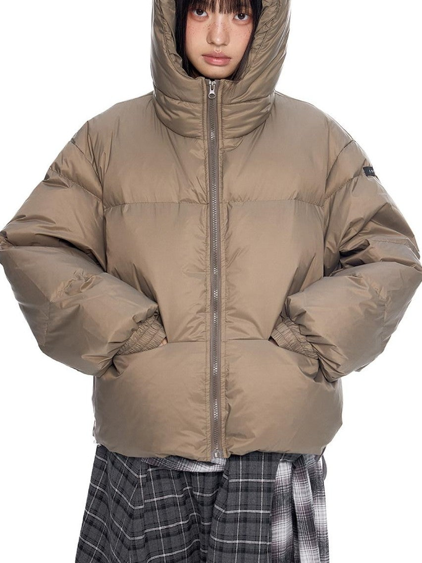 EZEK Ear Hood Straight Cropped Women's 90 Percent White Duck Down Jackets