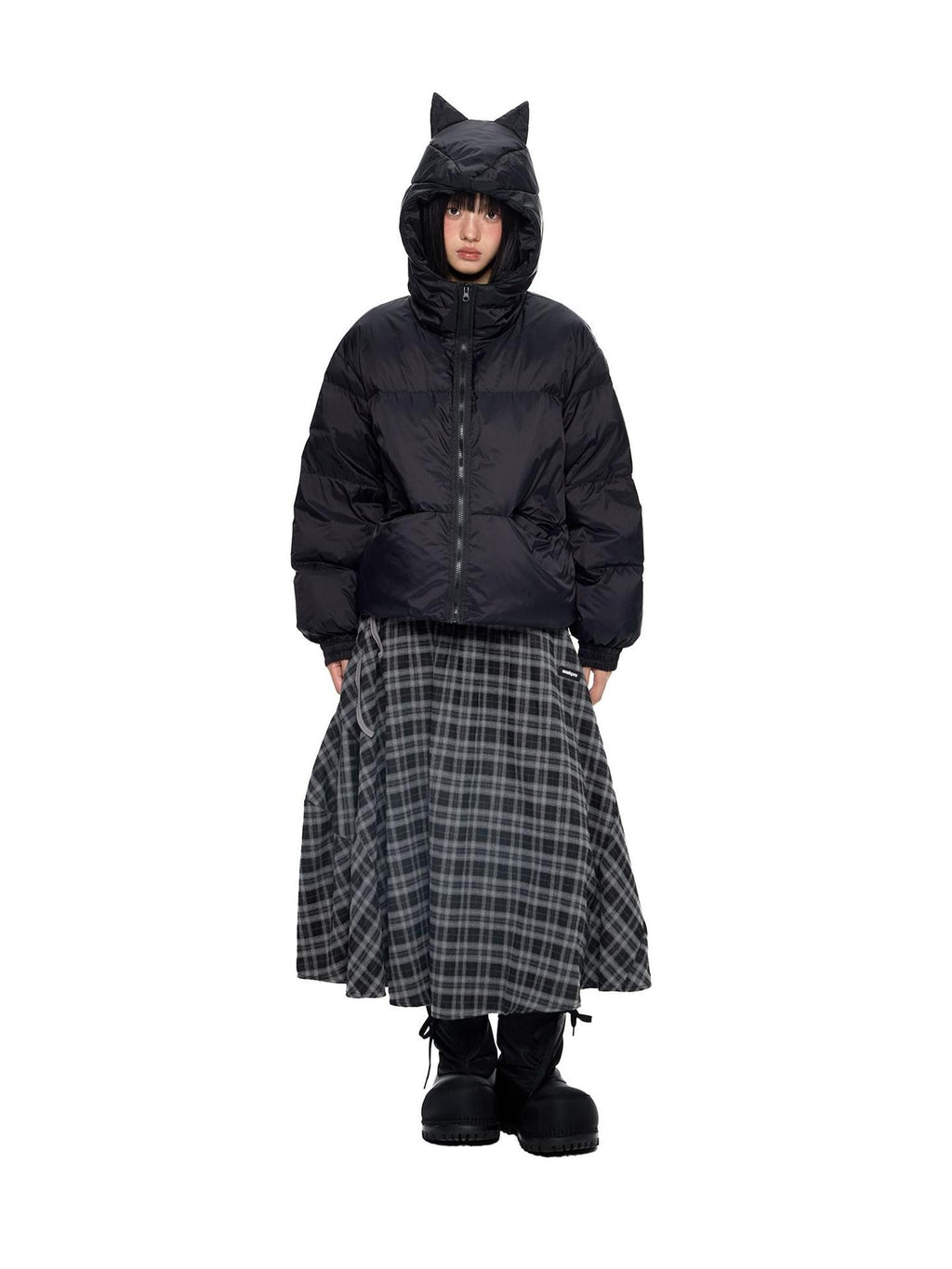 EZEK Ear Hood Straight Cropped Women's 90 Percent White Duck Down Jackets