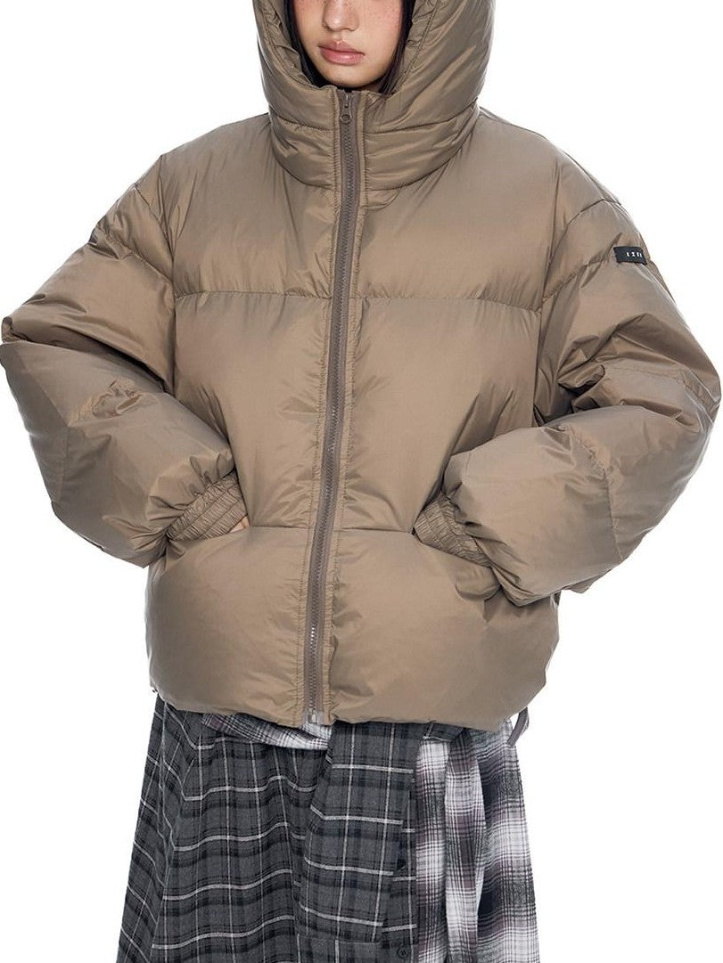 EZEK Ear Hood Straight Cropped Women's 90 Percent White Duck Down Jackets