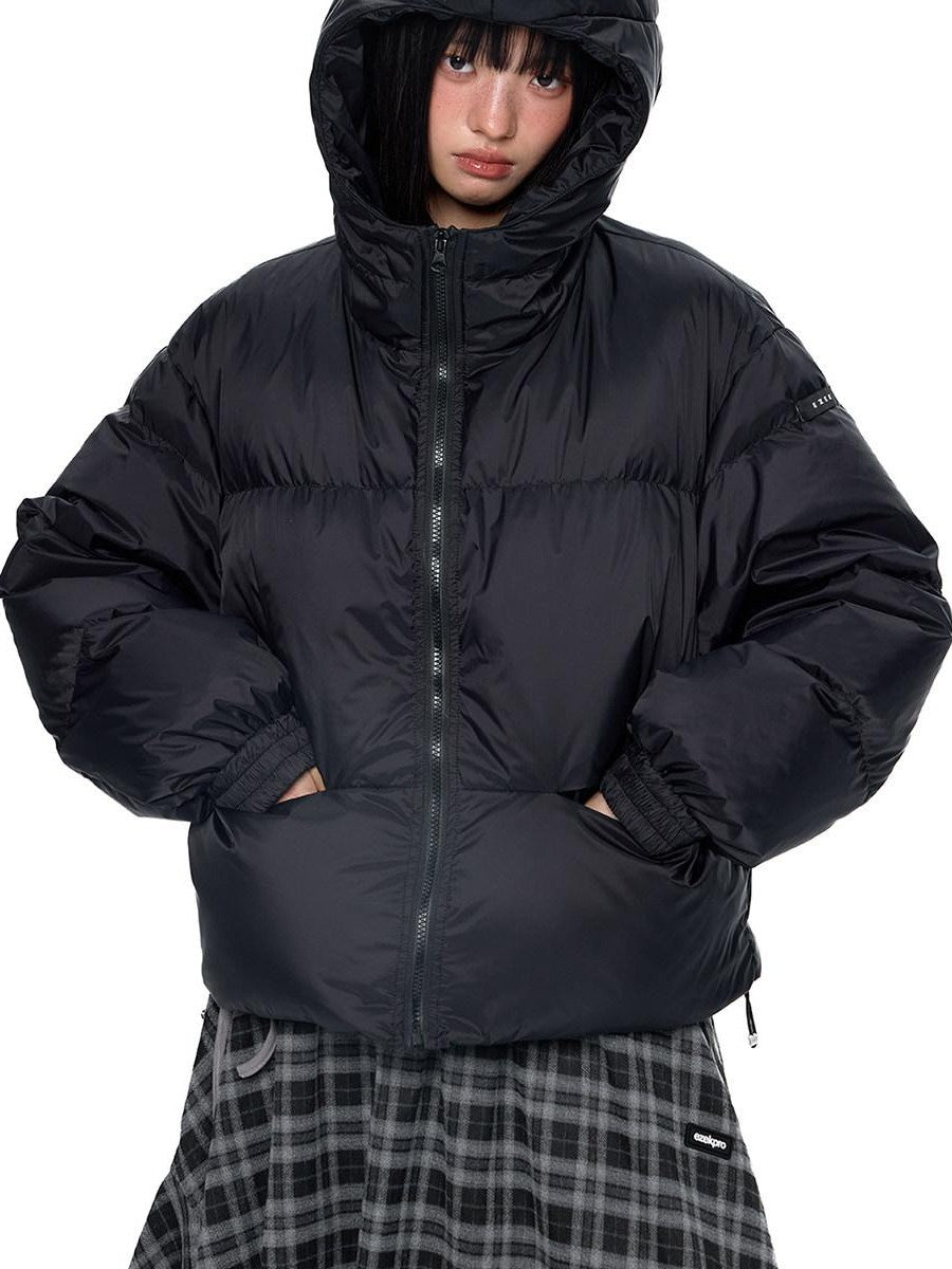 EZEK Ear Hood Straight Cropped Women's 90 Percent White Duck Down Jackets