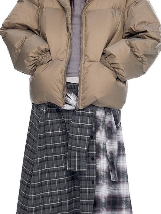 EZEK Ear Hood Straight Cropped Women's 90 Percent White Duck Down Jackets