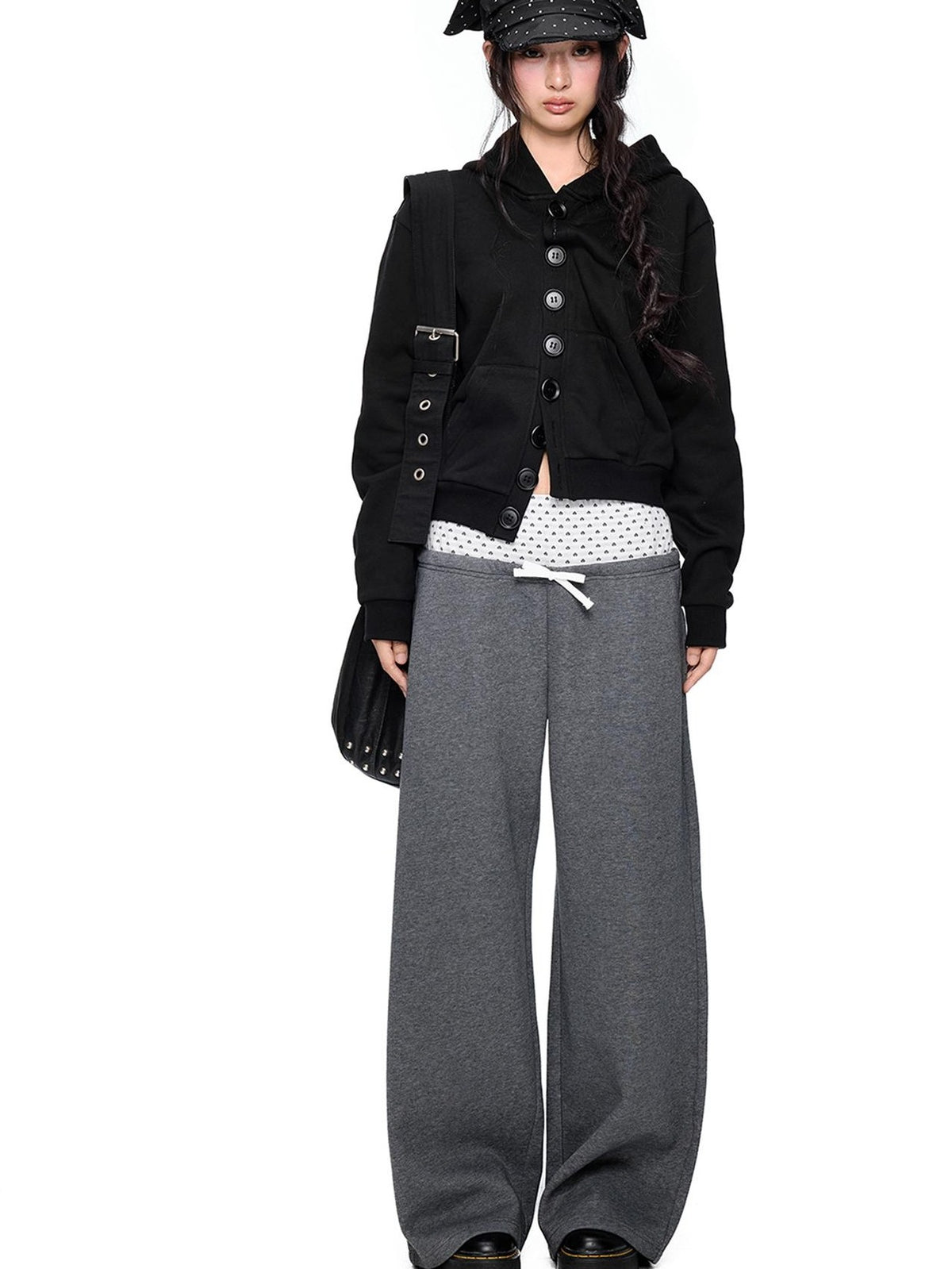EZEK Embroidered Multi Button Cropped Hooded Women's Cotton Zip-up Hoodies