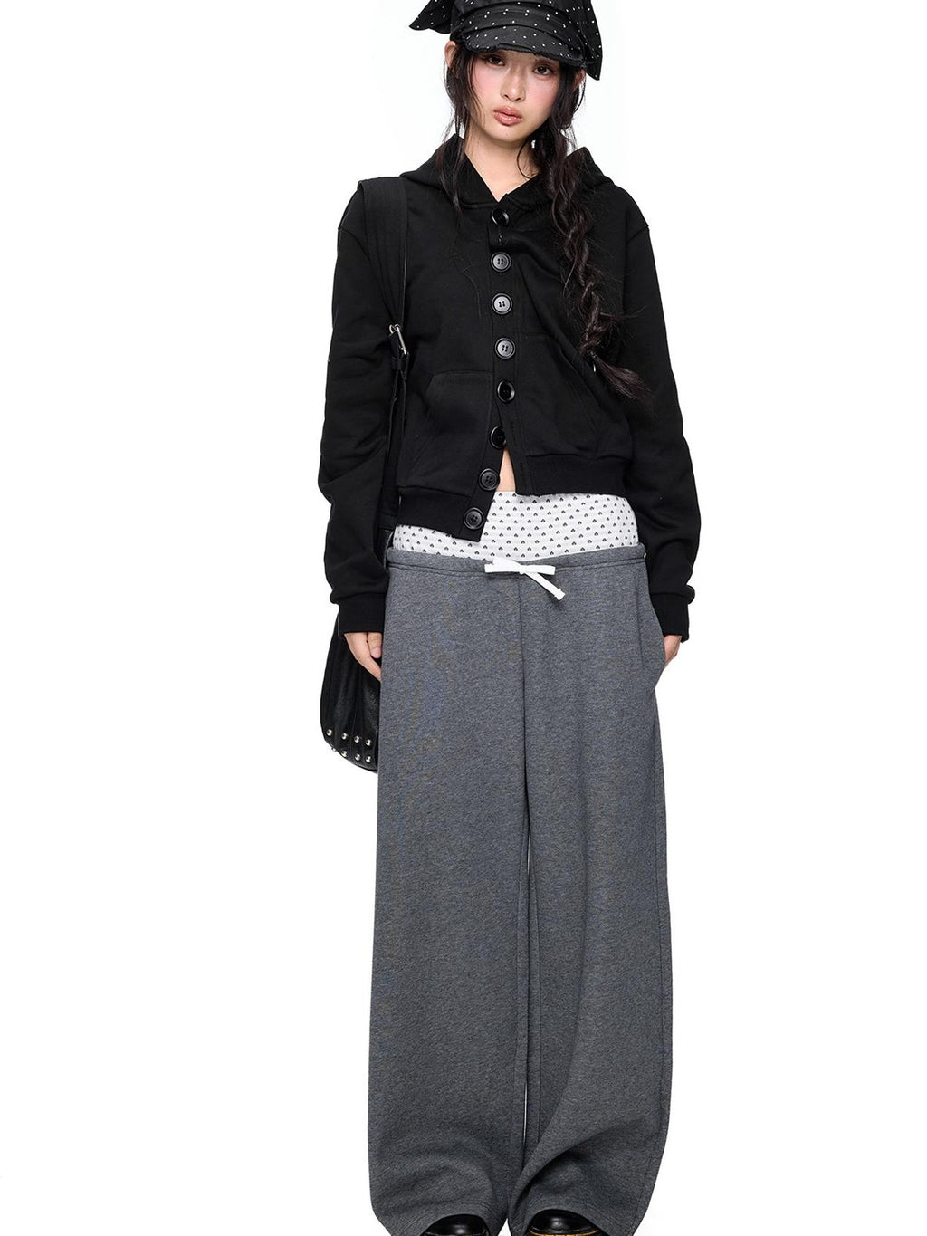 EZEK Embroidered Multi Button Cropped Hooded Women's Cotton Zip-up Hoodies