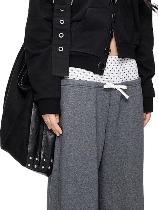 EZEK Embroidered Multi Button Cropped Hooded Women's Cotton Zip-up Hoodies