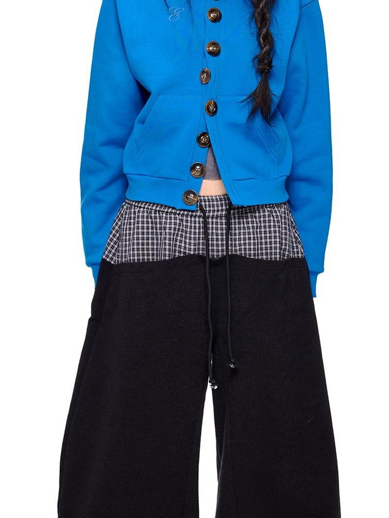 EZEK Embroidered Multi Button Cropped Hooded Women's Cotton Zip-up Hoodies