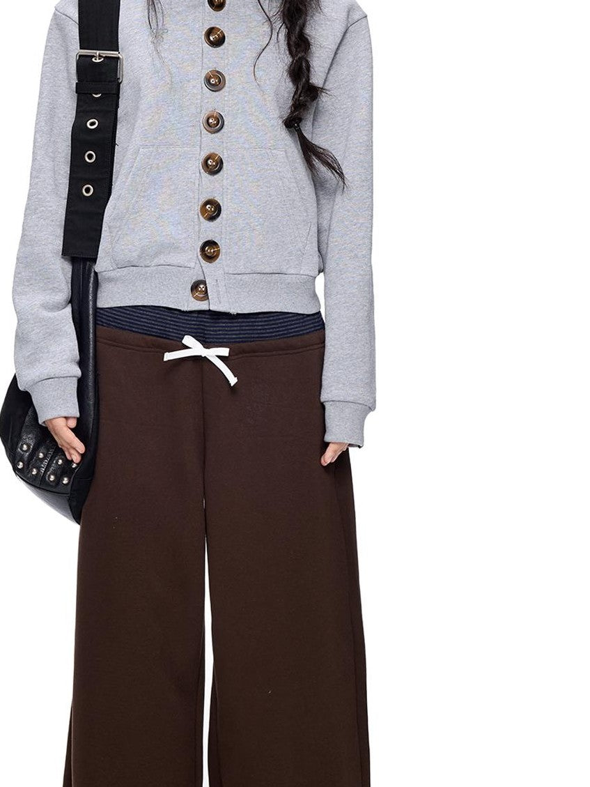EZEK Embroidered Multi Button Cropped Hooded Women's Cotton Zip-up Hoodies