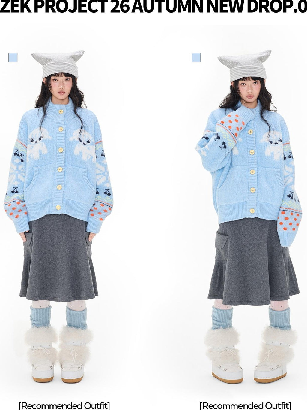 EZEK Fair Isle Jacquard Button Loose Women's Wool Cardigans