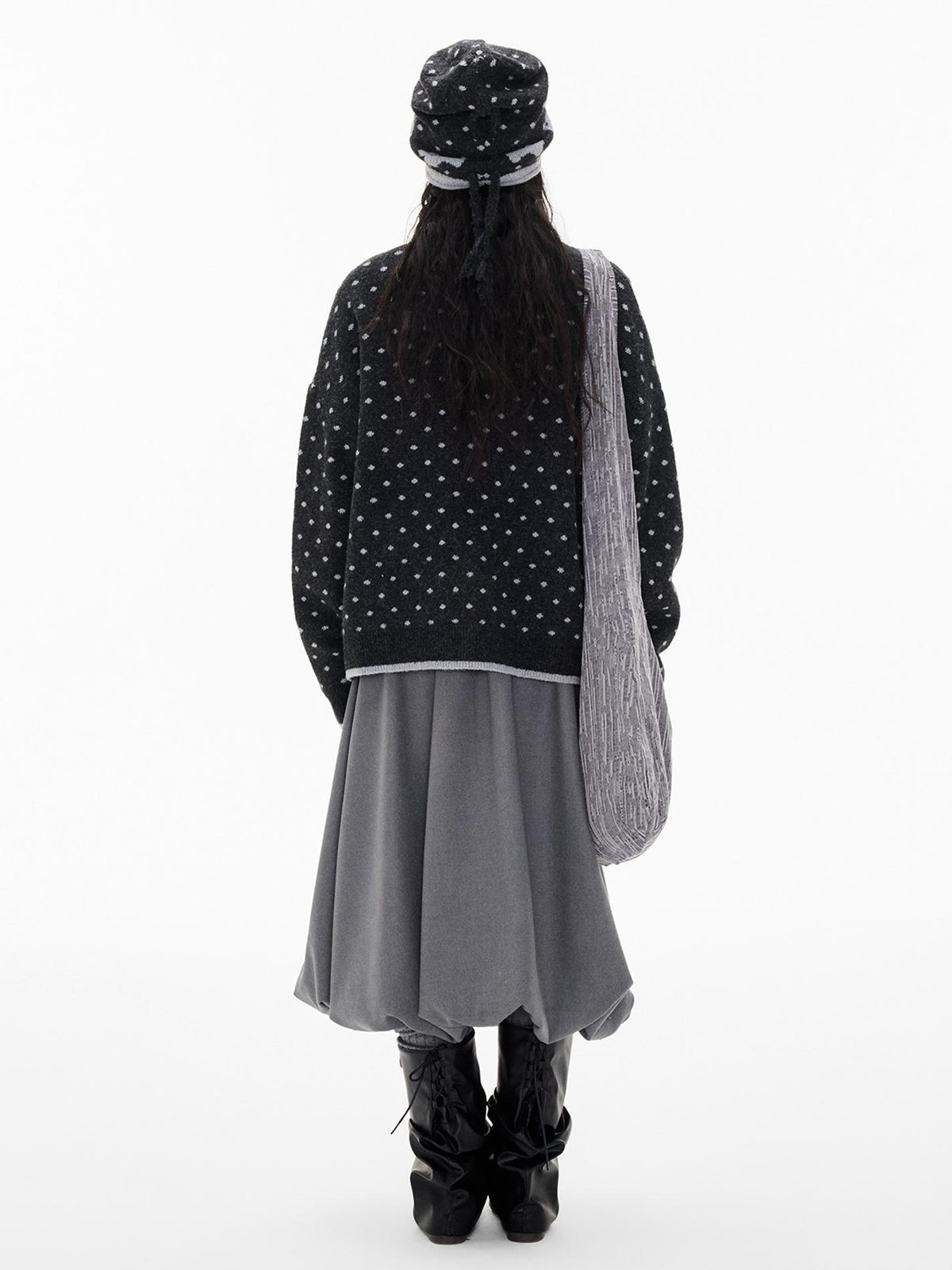 EZEK Fair Isle Polka Dot Jacquard Contrast Color Knit Women's Cardigans