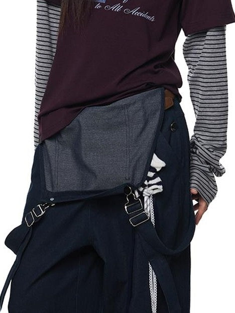EZEK Faux Layered Graphic Print Striped Women's Cotton Long Sleeve T-shirts