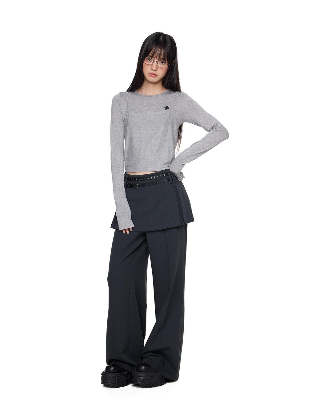 EZEK Faux Layered Spliced Vintage Straight Cotton Women's Skorts