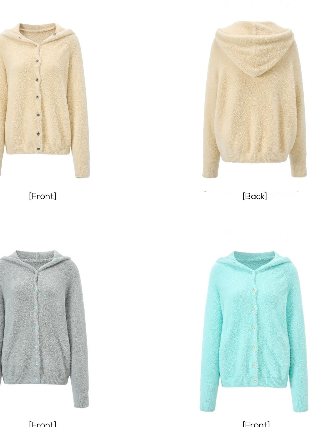 EZEK Faux Mink Color Block Button Knit Hooded Women's Cardigans