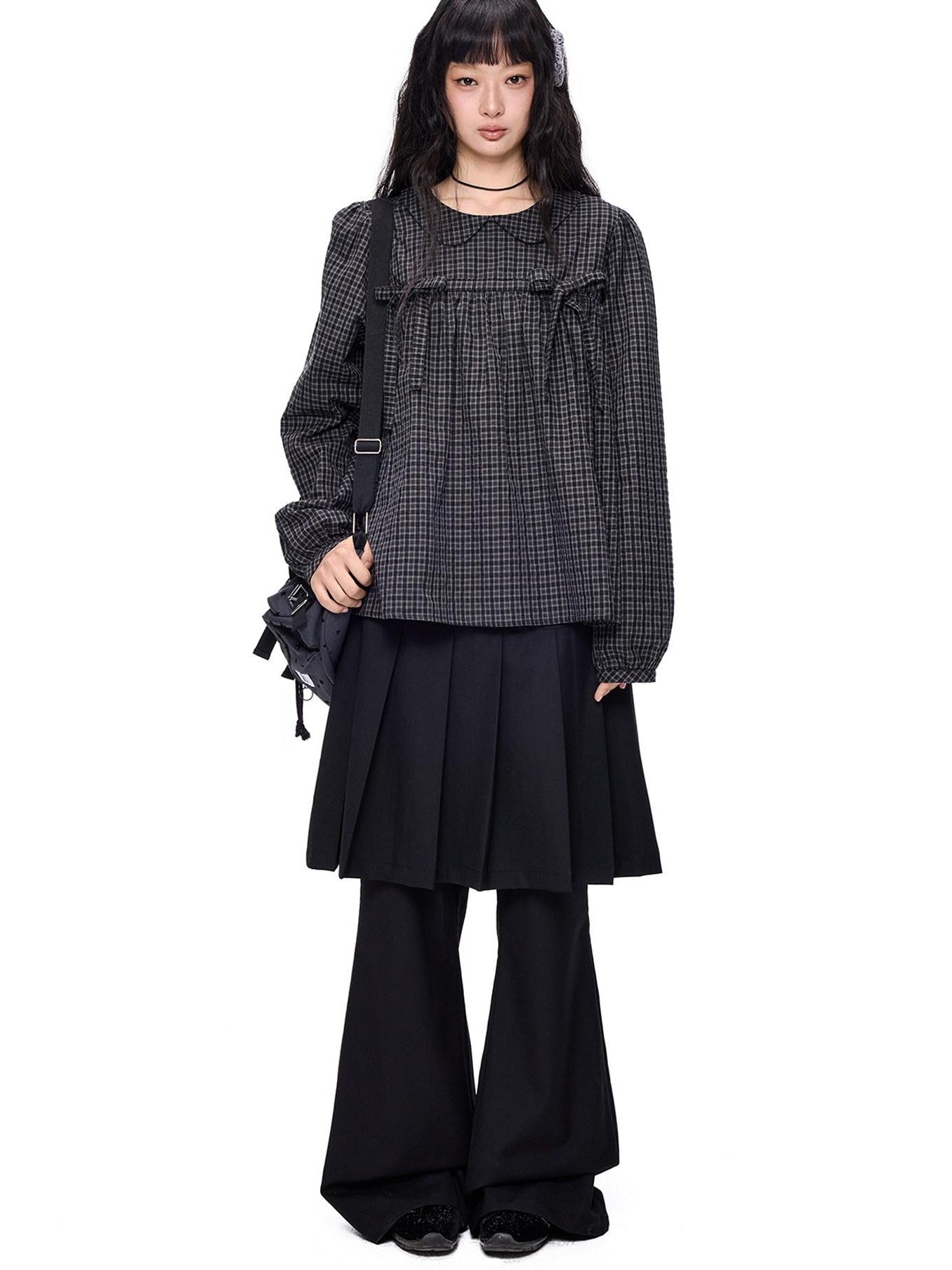 EZEK Faux Two Piece Pleated Micro Flare Pocket Vintage Women's Skorts