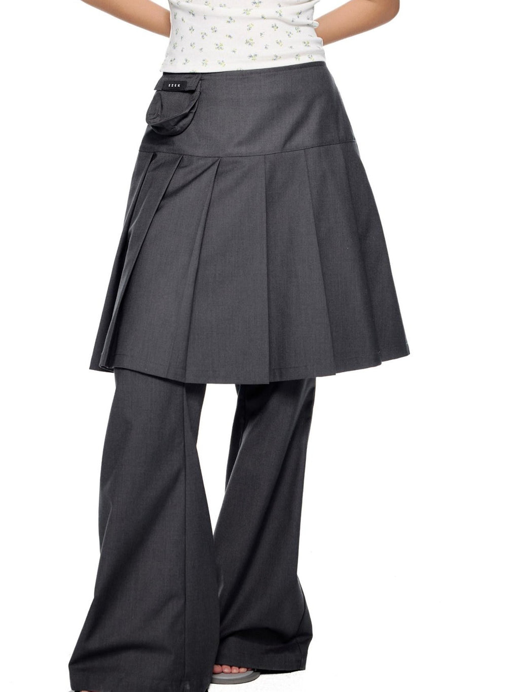 EZEK Faux Two Piece Pleated Micro Flare Pocket Vintage Women's Skorts