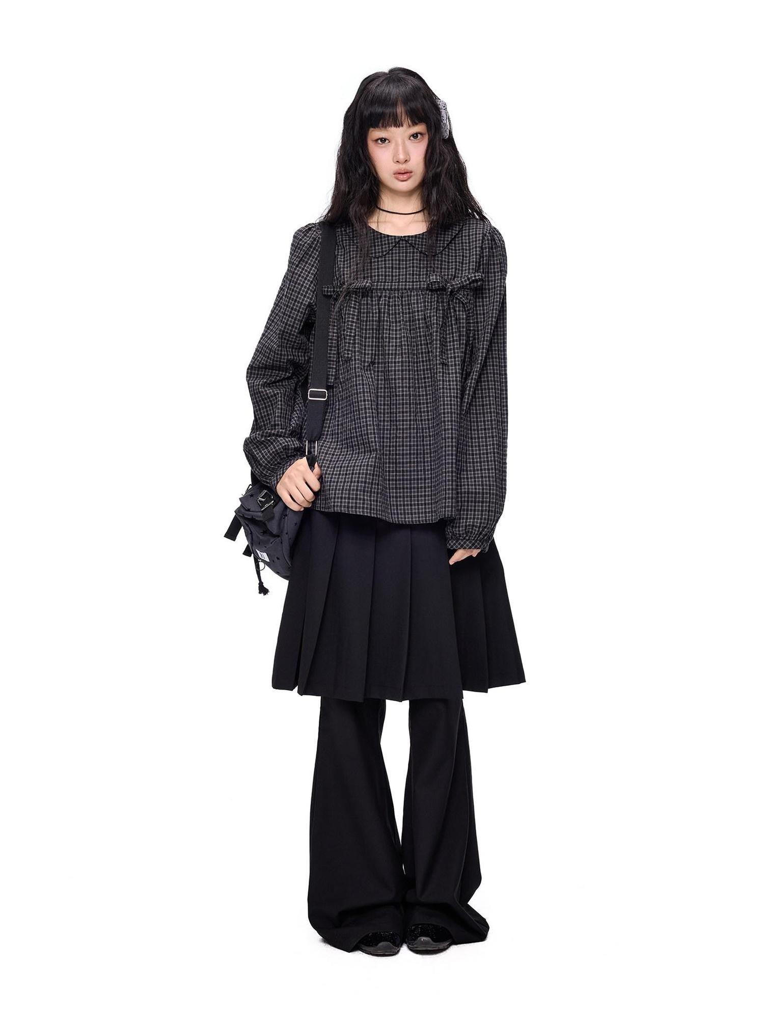 EZEK Faux Two Piece Pleated Micro Flare Pocket Vintage Women's Skorts