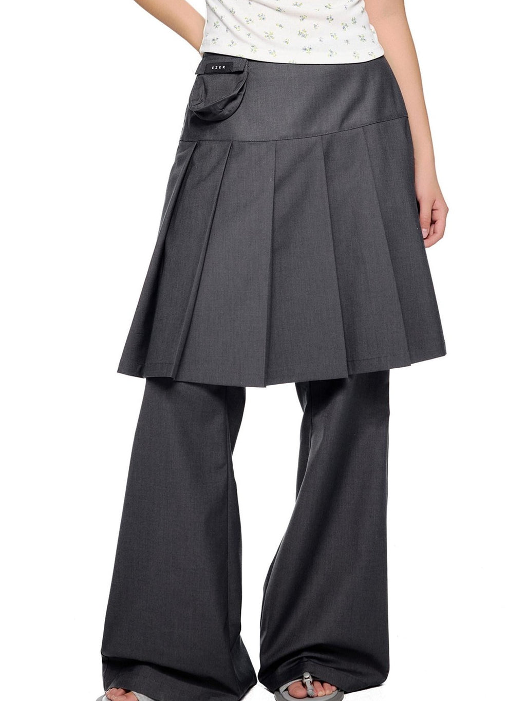 EZEK Faux Two Piece Pleated Micro Flare Pocket Vintage Women's Skorts