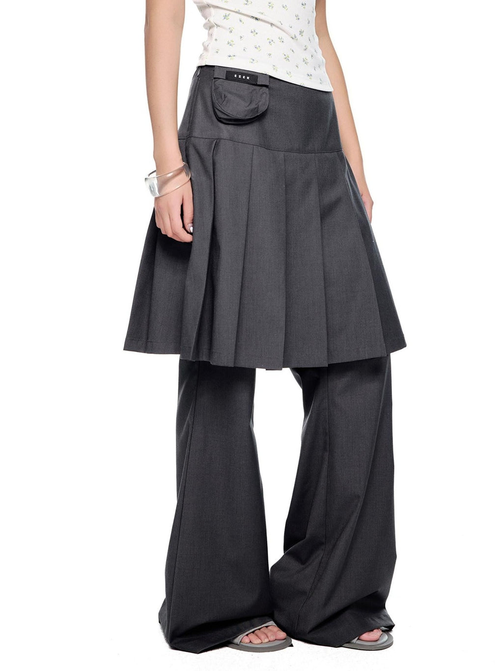 EZEK Faux Two Piece Pleated Micro Flare Pocket Vintage Women's Skorts