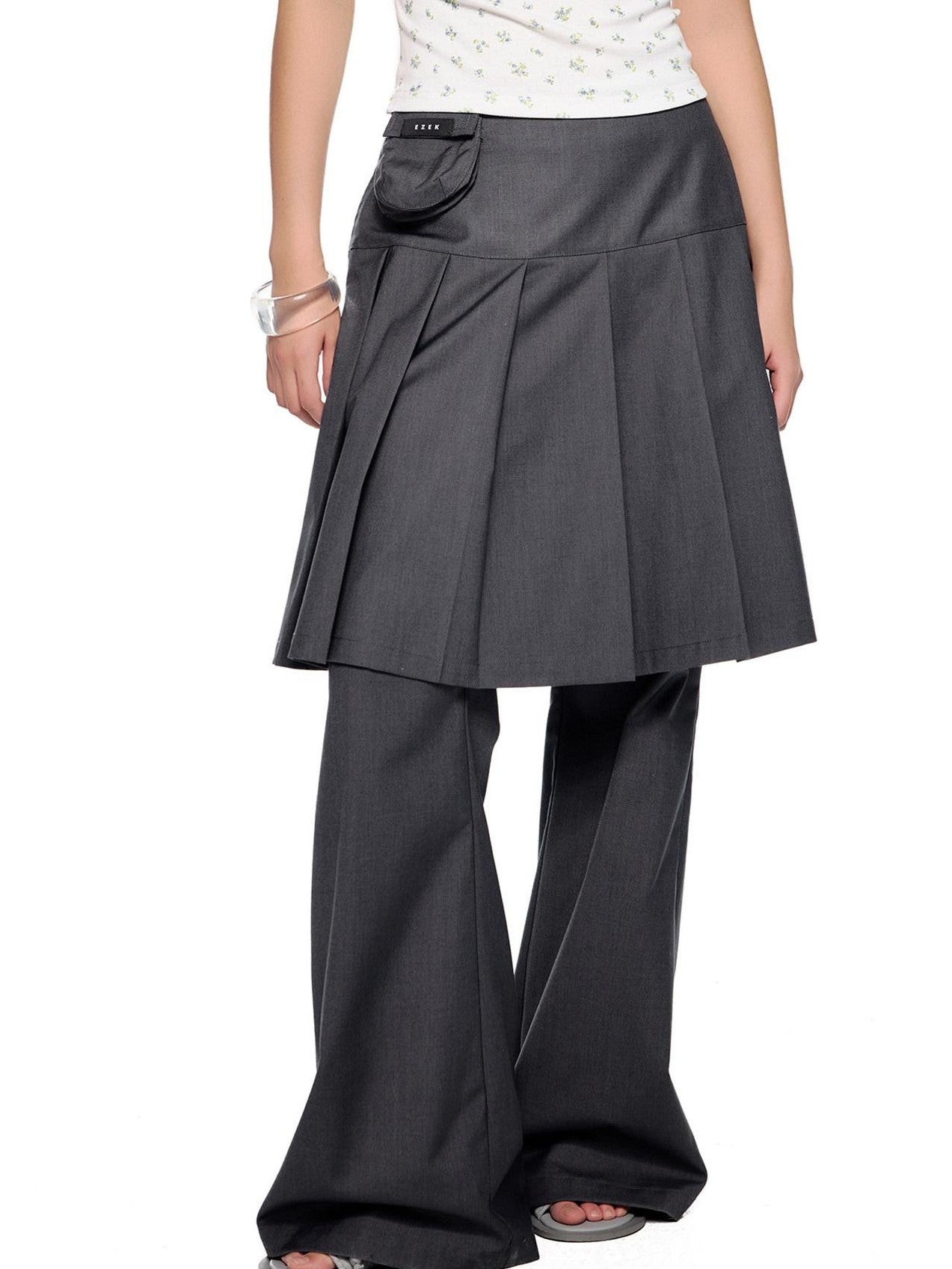 EZEK Faux Two Piece Pleated Micro Flare Pocket Vintage Women's Skorts