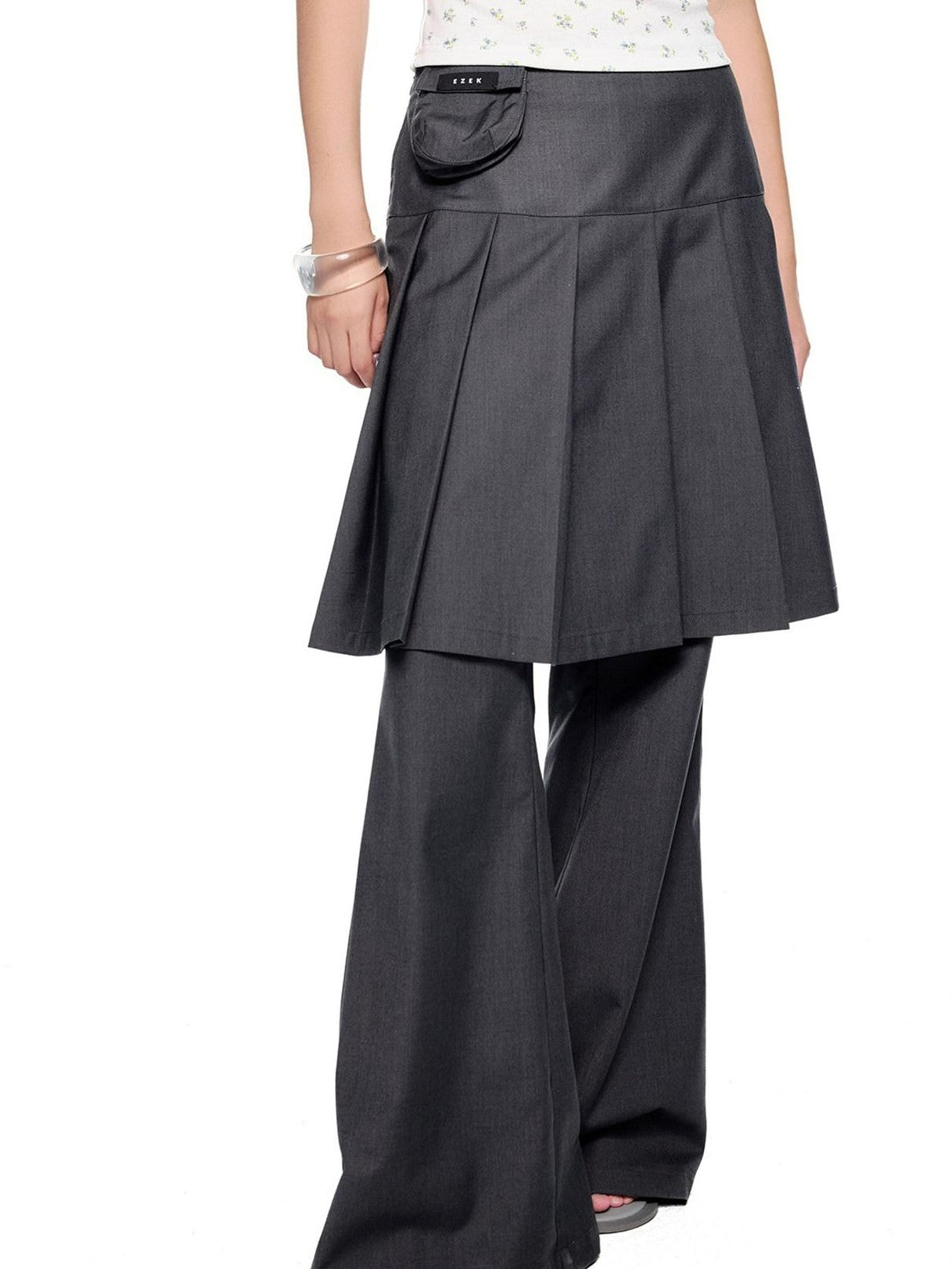 EZEK Faux Two Piece Pleated Micro Flare Pocket Vintage Women's Skorts