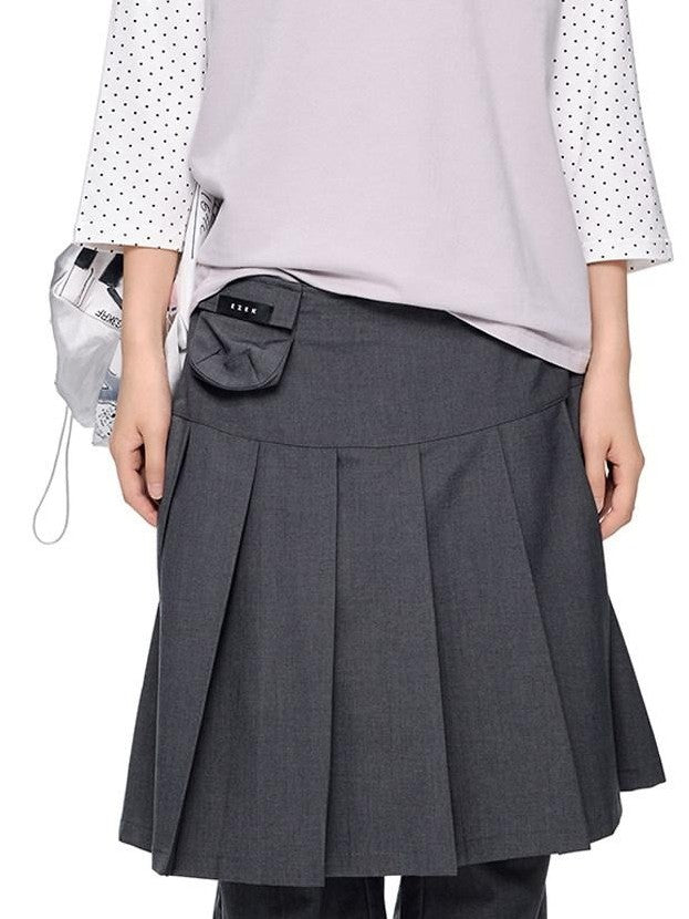EZEK Faux Two Piece Pleated Micro Flare Pocket Vintage Women's Skorts