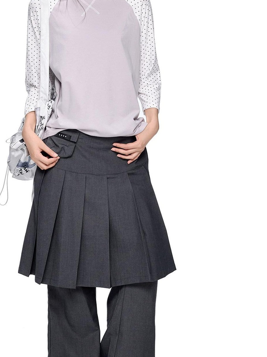 EZEK Faux Two Piece Pleated Micro Flare Pocket Vintage Women's Skorts