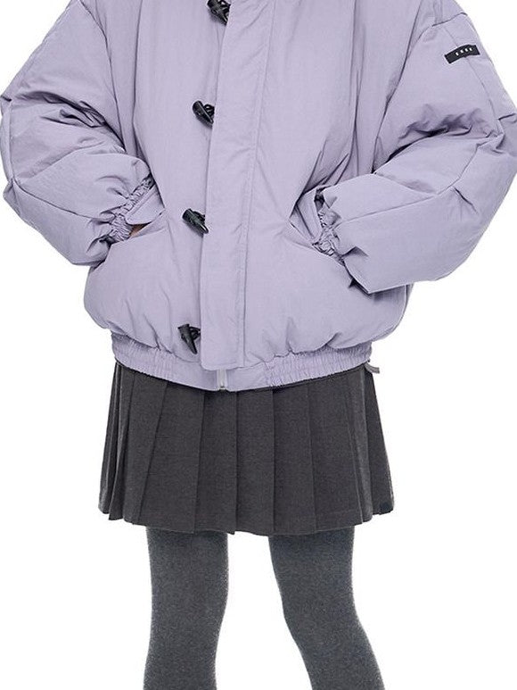 EZEK Fixed Fur Trim Hood Utility Toggle Closure Loose Women's Polyester Down Jackets