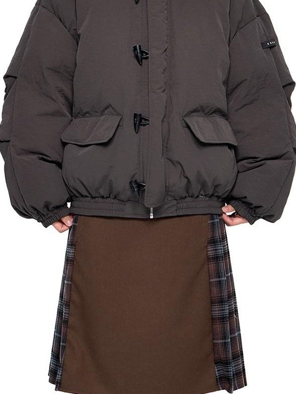 EZEK Fixed Fur Trim Hood Utility Toggle Closure Loose Women's Polyester Down Jackets