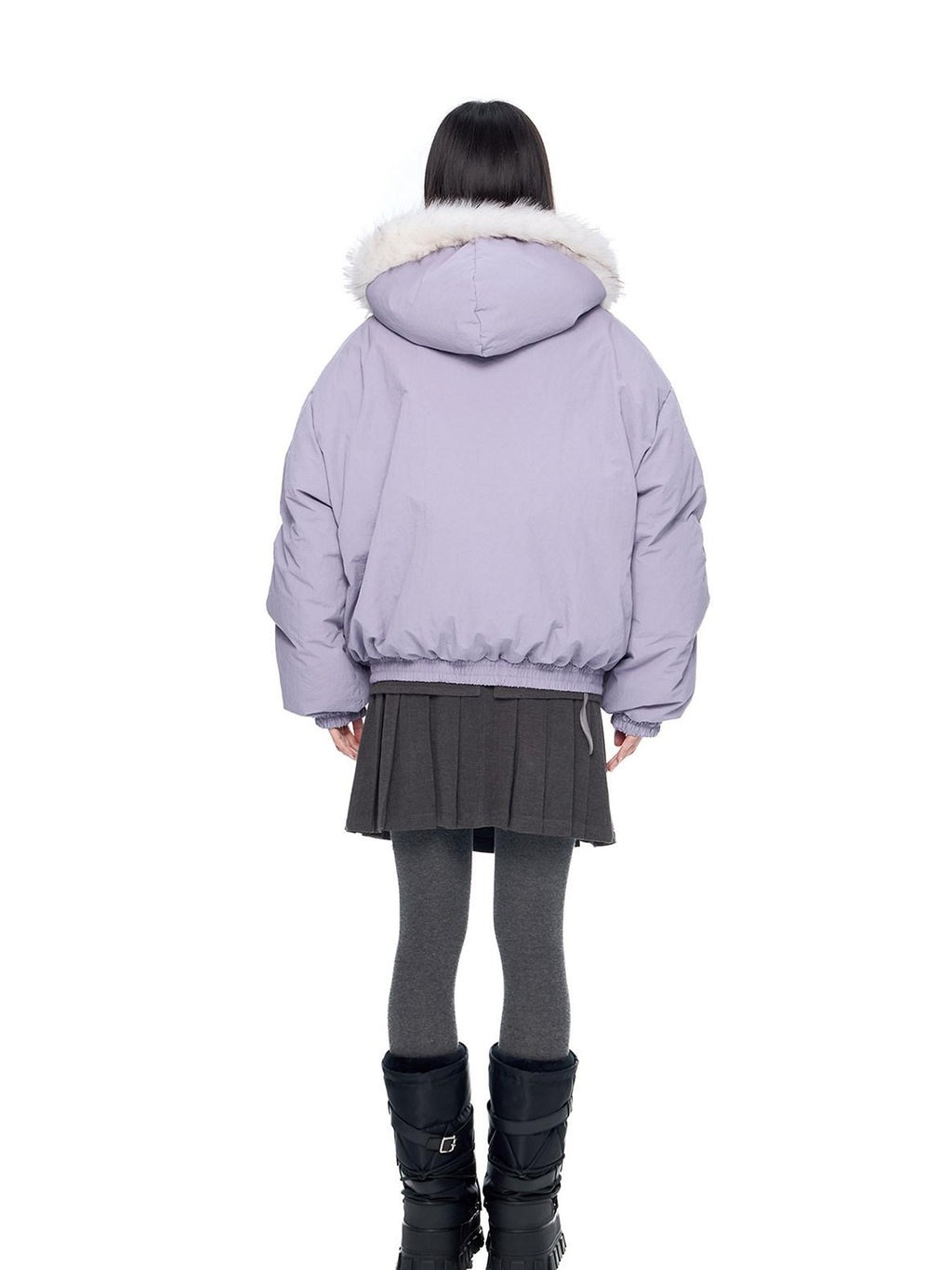 EZEK Fixed Fur Trim Hood Utility Toggle Closure Loose Women's Polyester Down Jackets